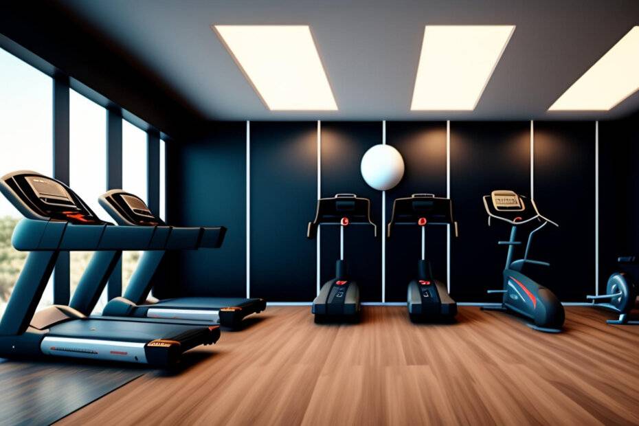 gym with treadmills light wall